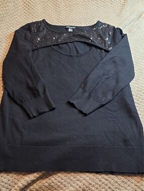 Cable & Gauge Black Sequin Yoke Pullover